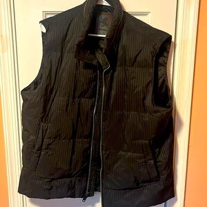 Express down puffer vest, navy blue w/ pinstripes.  Size: men’s XL
